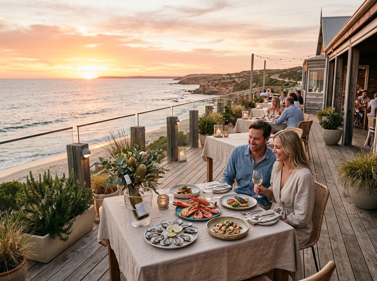 Sunset Bay oceanfront dining terrace stay